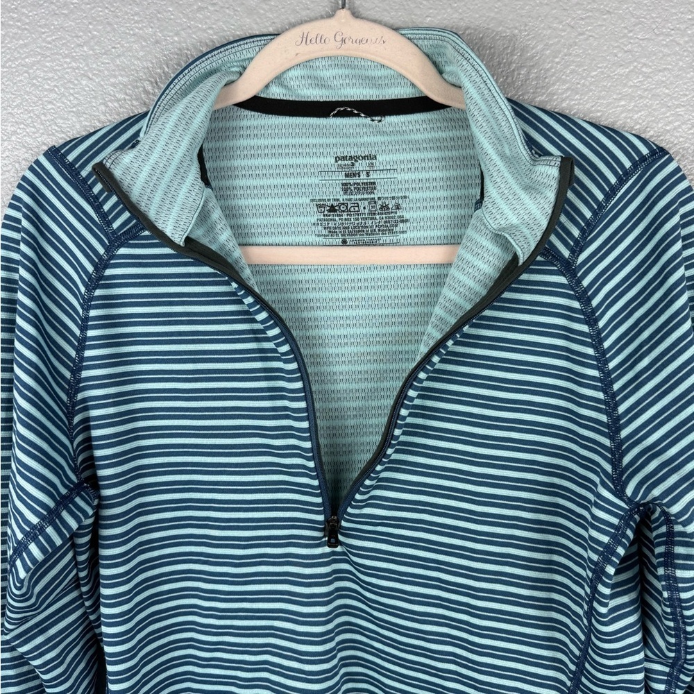 Patagonia Men’s Striped Blue Lightweight Layer Collared 3/4 Zip Activewear Small - Picture 5 of 11